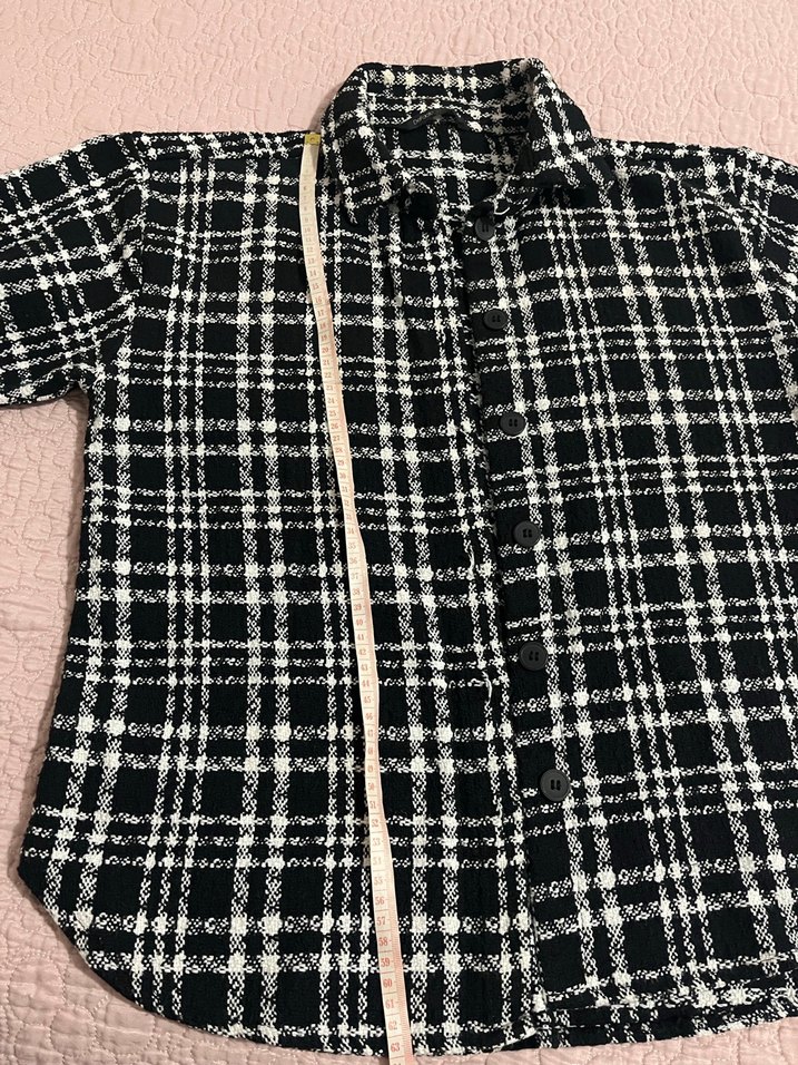 Düğmeli Siyah Kareli Kadın Gömlek - Görsel 2