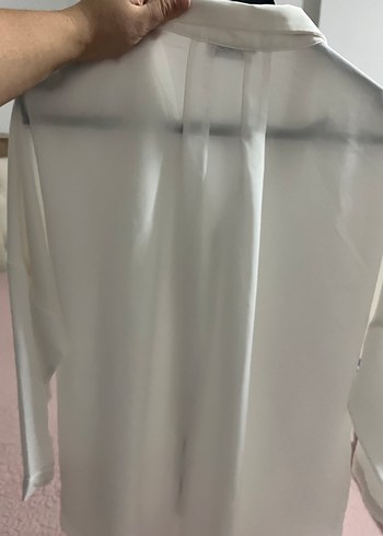 Zincir Detaylı Beyaz Midi Kadın Gömlek - Görsel 7