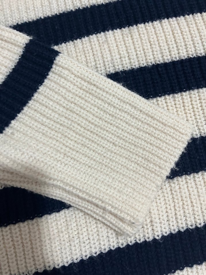 Kadın Çizgili Örgü Beyaz Gri Kazak - Görsel 4