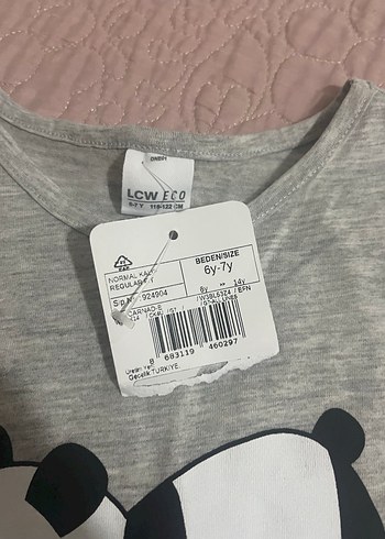 Gri Uzun Kollu Kız Tişörtü Panda Baskılı - Görsel 3