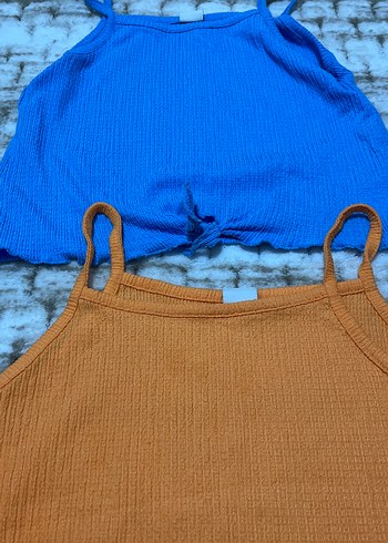 Kadın Renkli Örme Keten Mini Atlet - Görsel 2