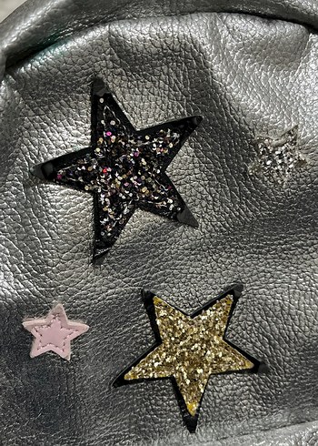 Gri Deri Nakışlı Rock Punk Sırt Çantası - Görsel 2