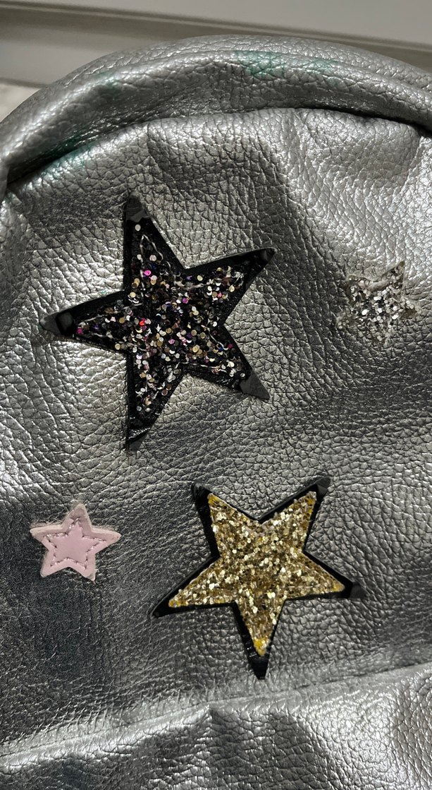 Gri Deri Nakışlı Rock Punk Sırt Çantası - Görsel 2