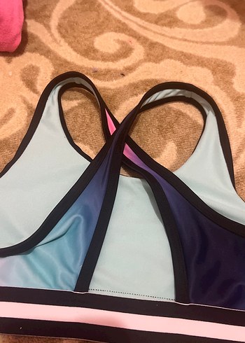 Çok Renkli Kız Çocuk Bağlamalı Bikini - Görsel 4