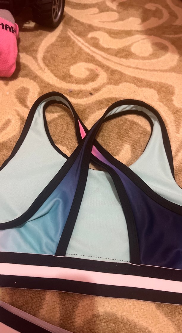 Çok Renkli Kız Çocuk Bağlamalı Bikini - Görsel 4