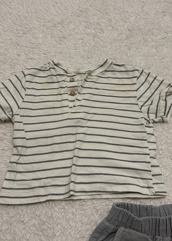 Gri Çizgili Bebek Erkek Kısa Kollu Takım - Görsel 3