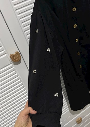 Düğmeli Siyah Geniş Kesim Gotik Kadın Gömlek - Görsel 2