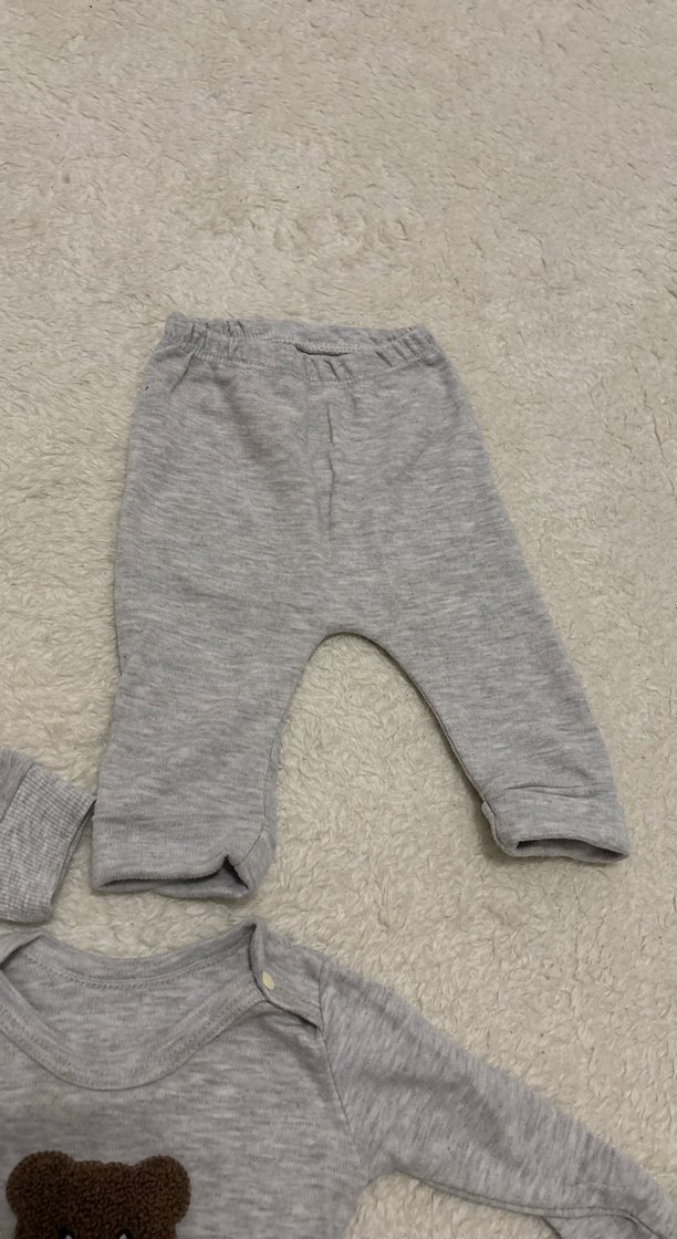 Gri Kapüşonlu Bebek Erkek Takımı 3-6 ay - Görsel 4