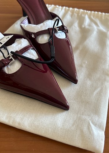 Zara Burgundy Rugan Stiletto Topuklu Kadın Ayakkabı