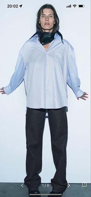 s Beden mavi Renk Oversize poplin gömlek
