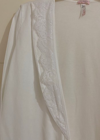 Uzun Kollu sabahlık. Nakışlı Lohusa Gecelik Takım - Görsel 5