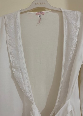 Uzun Kollu sabahlık. Nakışlı Lohusa Gecelik Takım - Görsel 6