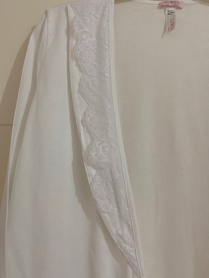 Uzun Kollu sabahlık. Nakışlı Lohusa Gecelik Takım - Görsel 5