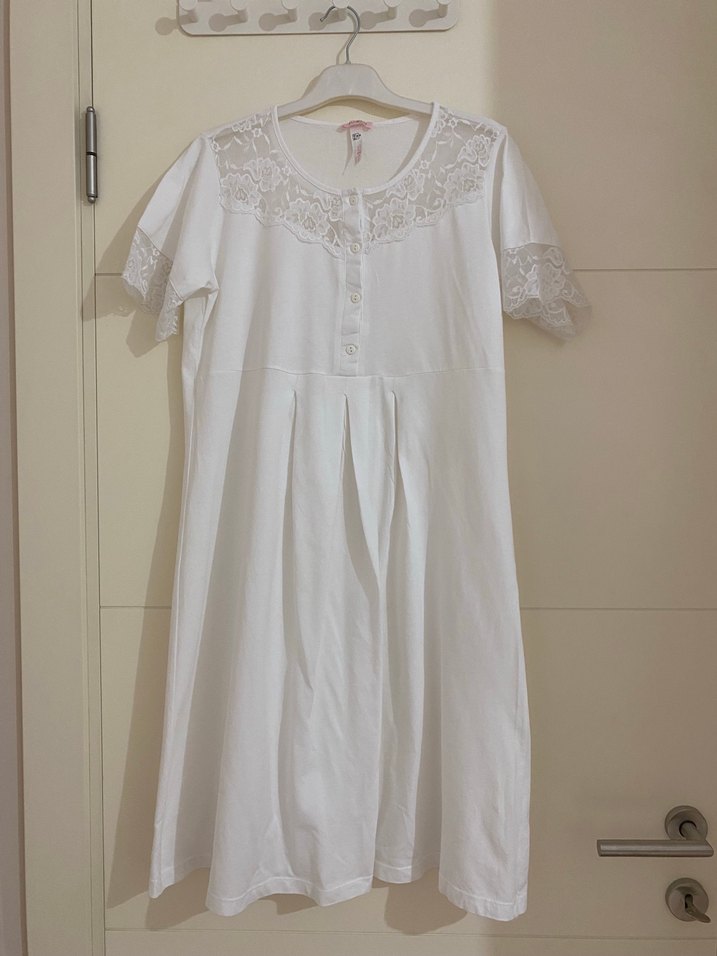 Uzun Kollu sabahlık. Nakışlı Lohusa Gecelik Takım - Görsel 2