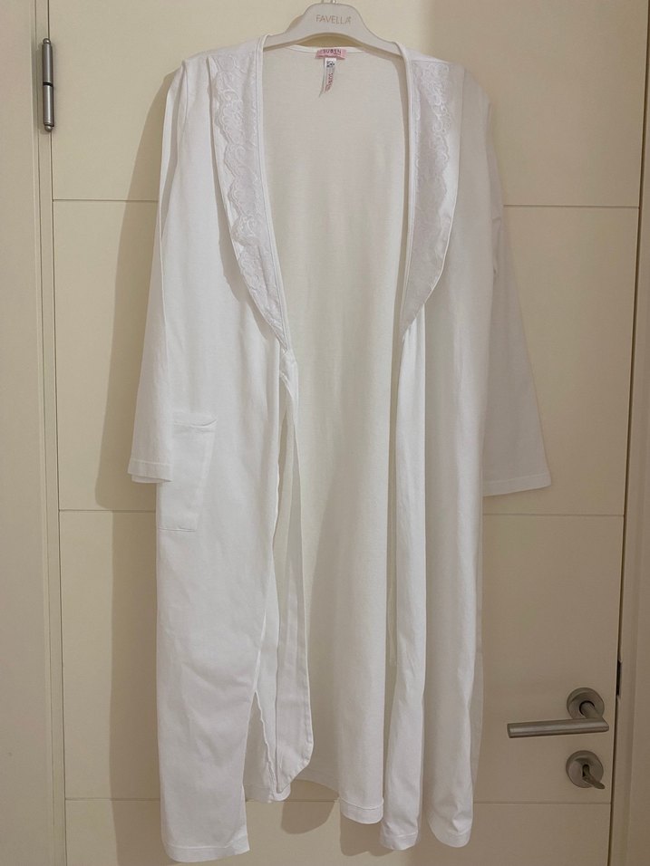 Uzun Kollu sabahlık. Nakışlı Lohusa Gecelik Takım - Görsel 4