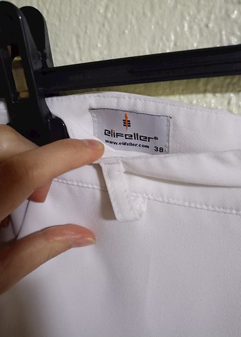 Beyaz İspanyol paça Pantolon - Görsel 3
