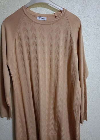 Bej Uzun Kollu Triko Kadın Kazak - Görsel 3