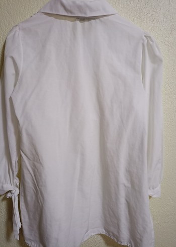 Beyaz Keten Mini Gömlek - Görsel 2