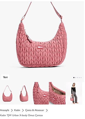 Tommy hilfiger Pembe Örgü Dokulu Kadın Omuz Çantası