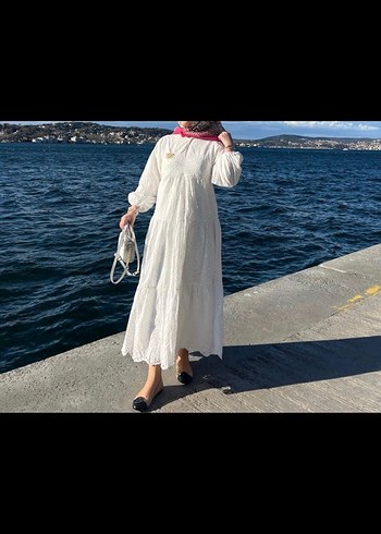 diğer Beden beyaz Renk Uzun Beyaz fisto Bohem Elbise