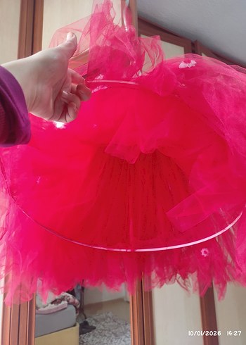 Çiçek ve kalp Detaylı kırmızı tütü elbise özel yapım - Görsel 3