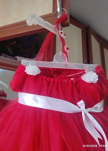 Çiçek ve kalp Detaylı kırmızı tütü elbise özel yapım - Görsel 4