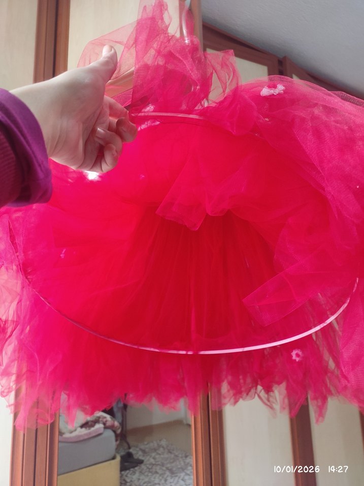 Çiçek ve kalp Detaylı kırmızı tütü elbise özel yapım - Görsel 3