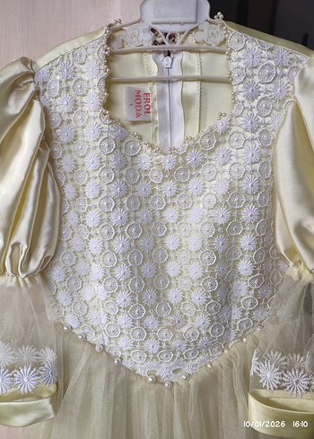 Dantel Detaylı Klasik Kız Elbisesi - Görsel 5