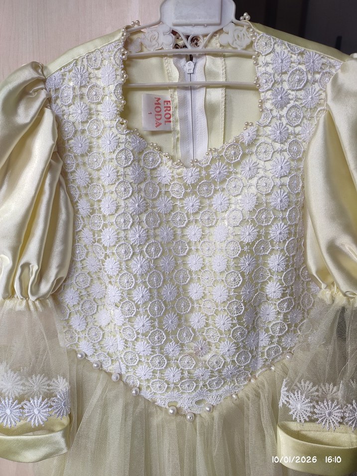 Dantel Detaylı Klasik Kız Elbisesi - Görsel 5