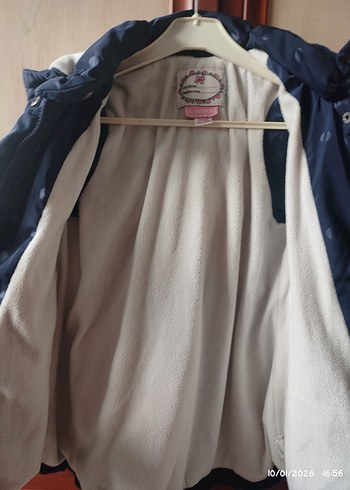 Kızlar için Kemerli Lacivert Kaban Mont - Görsel 3