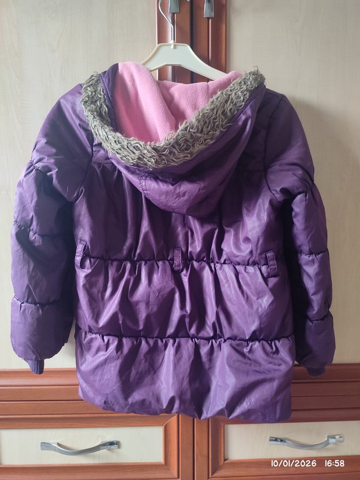 Kız Çocuk Mor Fermuarlı Kaban Mont - Görsel 4