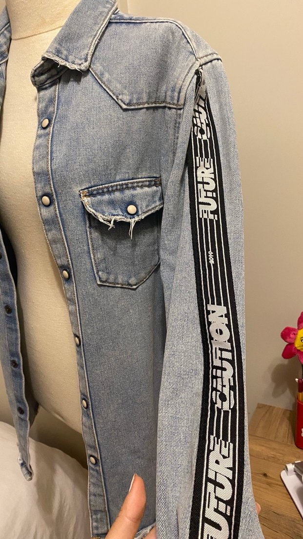 Gri Kadın Düğmeli Denim Ceket - Görsel 3