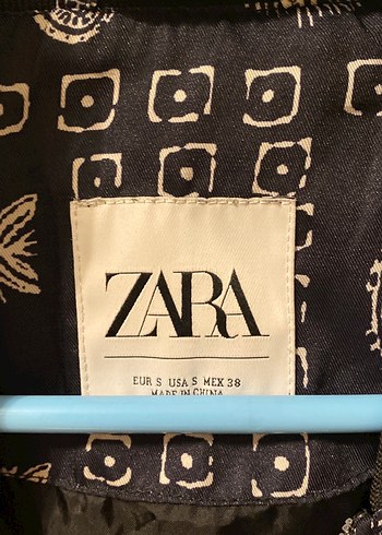 Zara Siyah Desenli Midi Ceket - Görsel 3