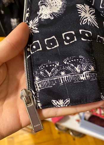 Zara Siyah Desenli Midi Ceket - Görsel 4