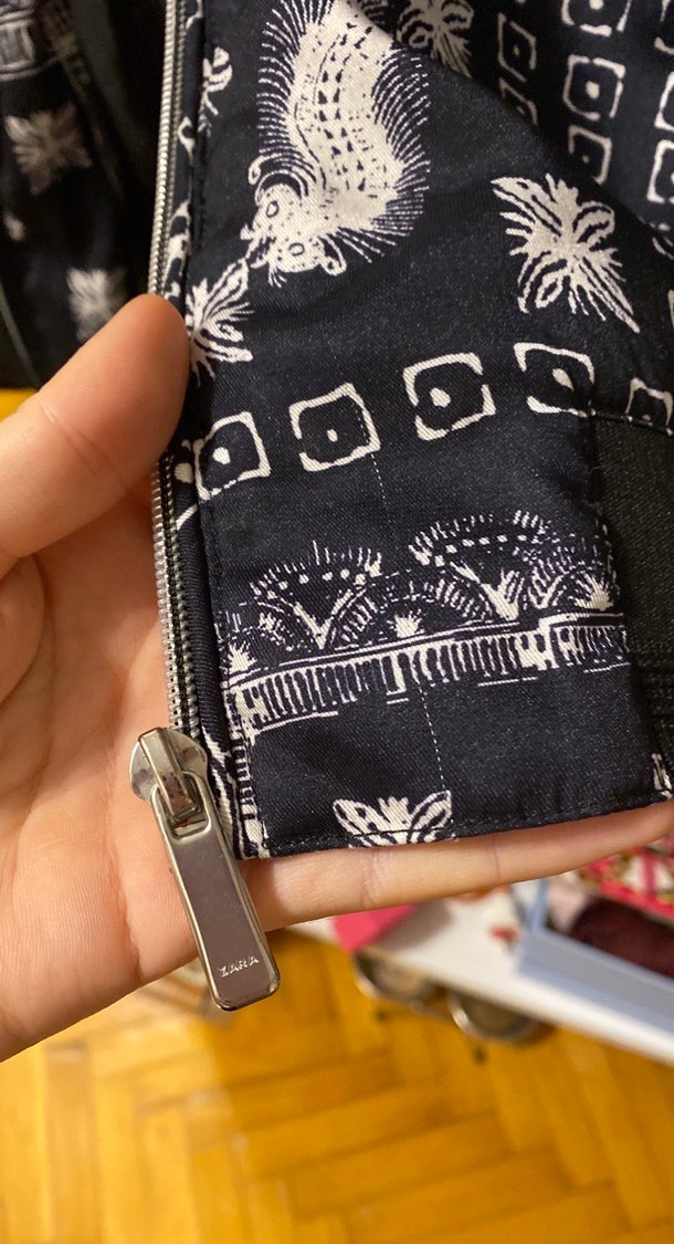 Zara Siyah Desenli Midi Ceket - Görsel 4