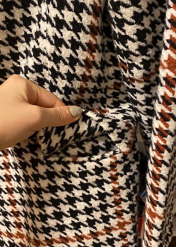 Düğmeli Desenli Kadın Midi Blazer - Görsel 7