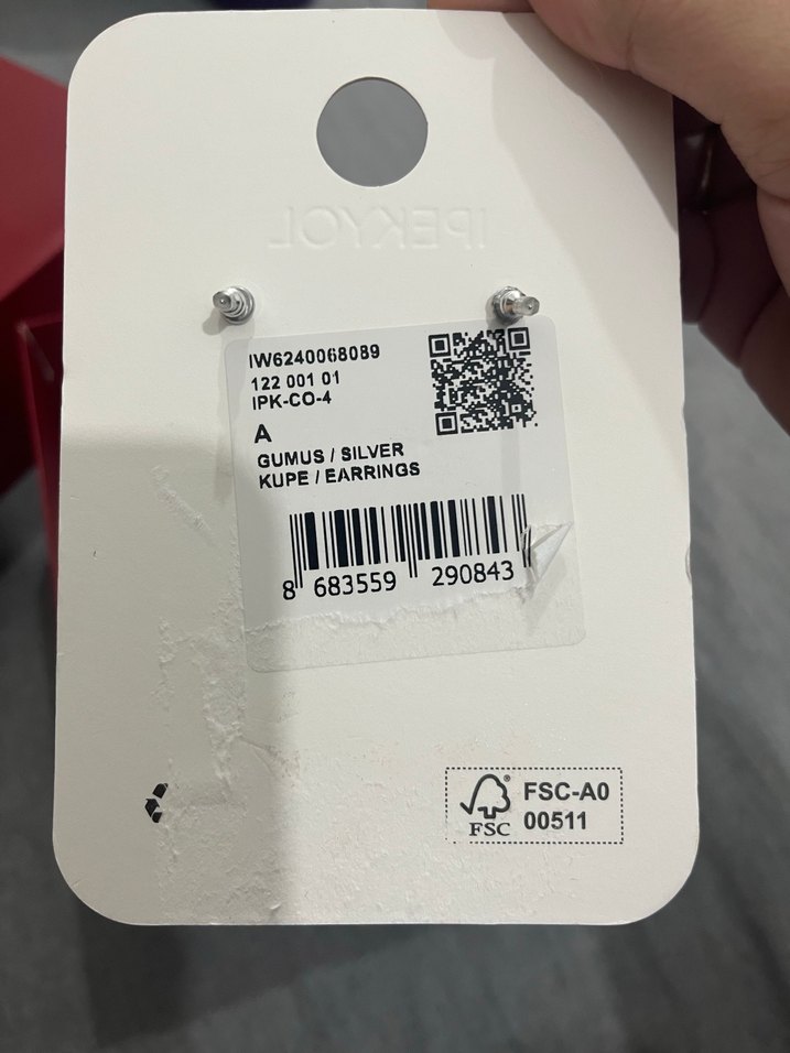 Baskılı Gri Kadın Küpe  - İPEKYOL - Görsel 3