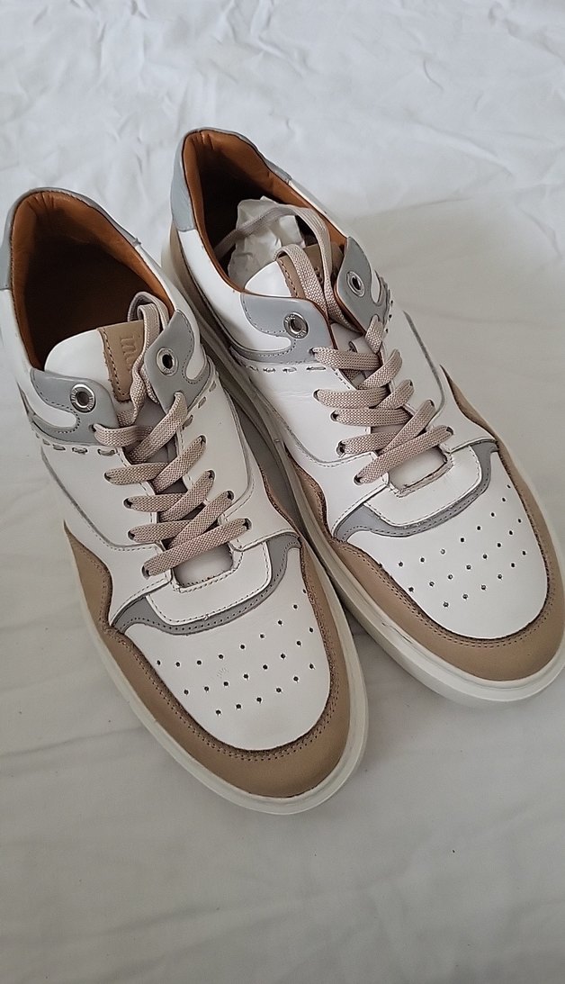 Beyaz Gri Deri Erkek Spor Ayakkabı - Görsel 4