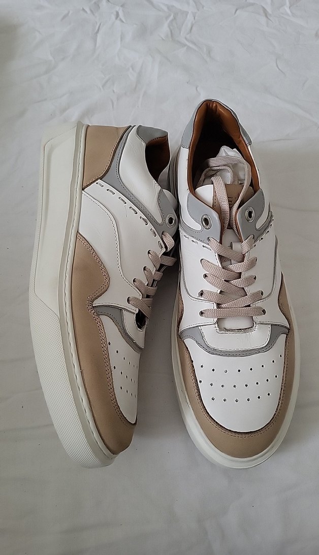 Beyaz Gri Deri Erkek Spor Ayakkabı - Görsel 2