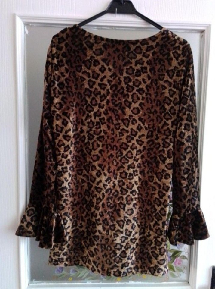 Leopar Desenli Bohem Uzun Kollu Bluz - Görsel 5