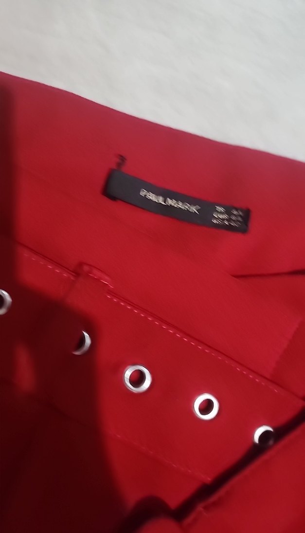 Kemerli Kırmızı Midi Kadın Kumaş Pantolon - Görsel 3