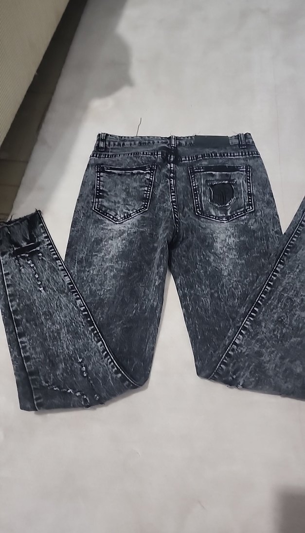 Düğmeli Gri Bağlama Desenli Kadın Jean - Görsel 5