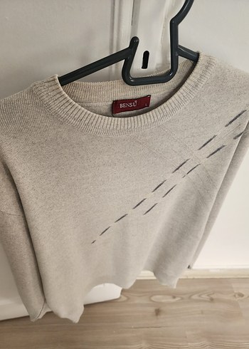 Gri Örgü erkekler Kazak - Görsel 8