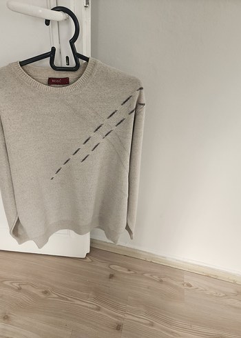 Gri Örgü erkekler Kazak - Görsel 5