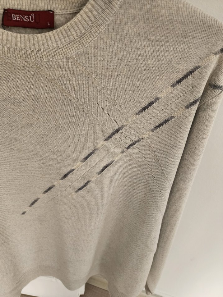 Gri Örgü erkekler Kazak - Görsel 4