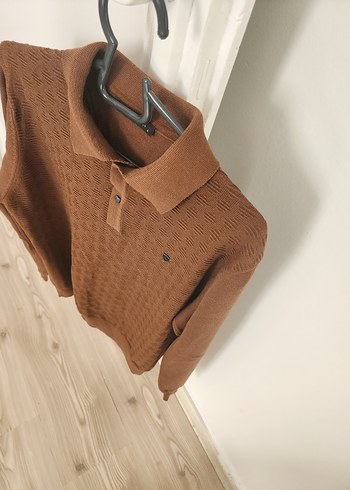 Kahverengi Örgü Polo Yaka Erkek Kazak - Görsel 2