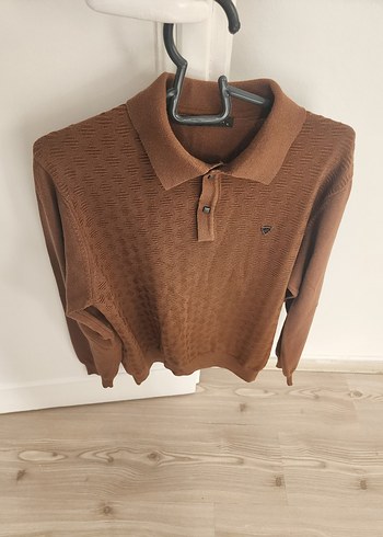 Kahverengi Örgü Polo Yaka Erkek Kazak - Görsel 3