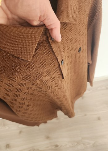 Kahverengi Örgü Polo Yaka Erkek Kazak - Görsel 4