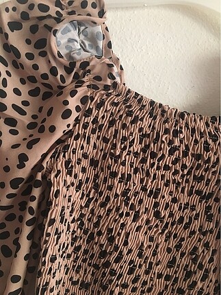Beyaz Butik Leoparlı bluz