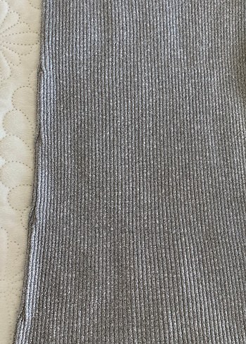 Gri V Yakalı Triko Midi Elbise simli gibi - Görsel 6